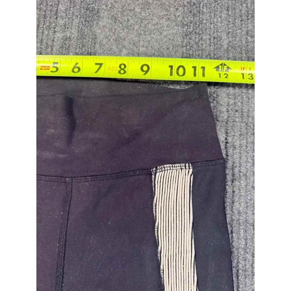Alo Yoga Womens High Waist Moto Pinstripe Ribbed Leggings Black White Small